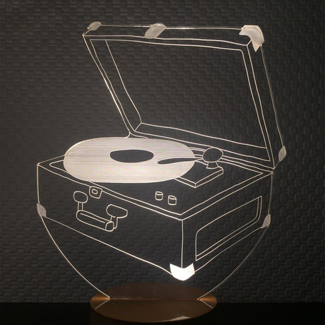 3D Lamp // Gramophone Record Wood