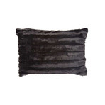 Chinchilla Stripe Cuddle Fur Pillow // Black (14"L x 20"W)