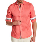 Evert L/S Roll-Up Solid Linen Shirt // Melon (M)