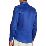 Evert L/S Roll-Up Solid Linen Shirt // Royal (S)