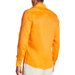 Evert L/S Roll-Up Solid Linen Shirt // Tangerine (XL)