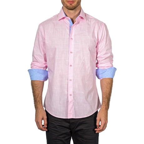 Adam Long-Sleeve Button-Up Shirt // Pink (XS)