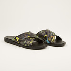 Printed Leather Sandal // Green (US: 8.5)