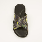 Printed Leather Sandal // Green (US: 10.5)