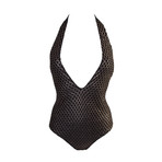 Gold Fishnet One Piece Swimsuit (XS)