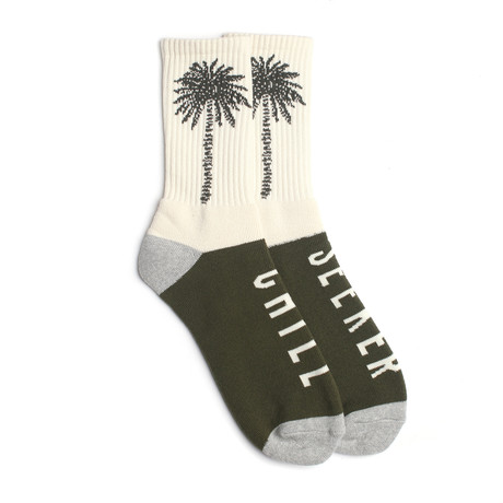 Seeker Palm Socks // Olive + Crème