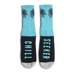 Seeker Palm Socks // Navy + Aqua