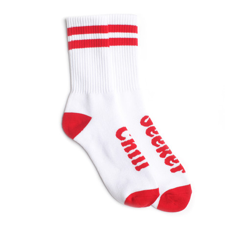 Seeker Type Socks // White + Red