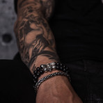 Silver Matte Onyx Bead Bracelet // Black (Small // 7.5")