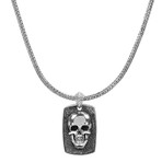 Skull Plate Necklace // Silver