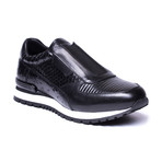 Preforated Textured Sneaker// Black (Euro: 45)