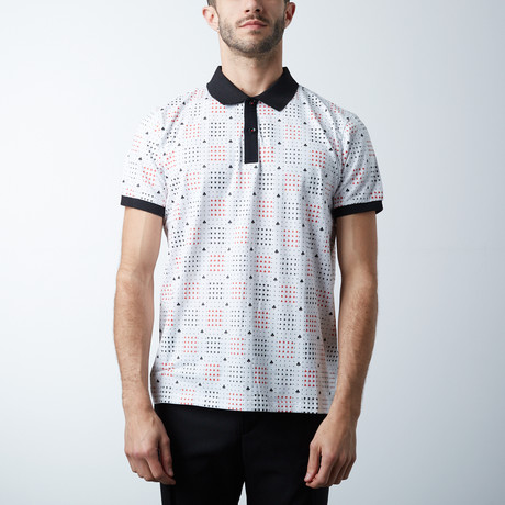 Classic Polo Shirt // Spades Pattern // White (L)