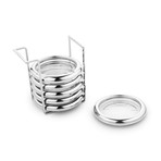 Linea 6 Piece Coaster Set + Holder (Stainless Steel)