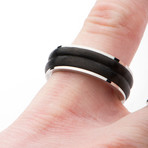 Center Solid Carbon Fiber Double Line Ring (Size: 9)