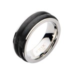 Center Solid Carbon Fiber Double Line Ring (Size: 9)