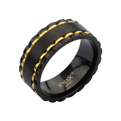 Alternate IP Black + Gold Spinner Ring (Size: 10)