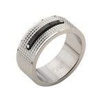 Grid + Black IP Bar Knot Side Ring (Size: 9)