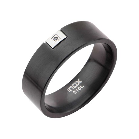 Black IP Small Rectangle Ring (Size: 9)