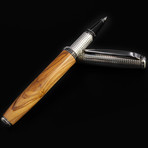 Roller Pen // Sicillian Olive Wood + Silver (Roller Pen // Black Ink Refill)