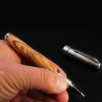 Roller Pen // Sicillian Olive Wood + Silver (Roller Pen // Black Ink Refill)