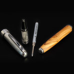 Roller Pen // Sicillian Olive Wood + Silver (Roller Pen // Black Ink Refill)