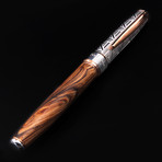 Roller Pen // Sicillian Olive Wood + Silver (Roller Pen // Black Ink Refill)