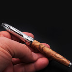 Roller Pen // Sicillian Olive Wood + Silver (Roller Pen // Black Ink Refill)