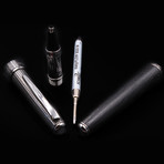 Bog Oak Roller Pen // Fossil Wood + Silver (Roller Pen // Black Ink Refill)