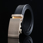 Fade Adjustable Buckle Leather Belt // Black + Gold