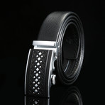 Picket Adjustable Buckle Leather Belt // Black + Silver