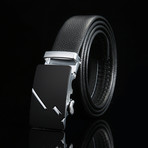 Segment Adjustable Buckle Leather Belt // Black + Silver