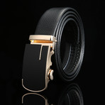 Dole Adjustable Buckle Leather Belt // Black + Gold