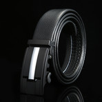 Troy Adjustable Buckle Leather Belt // Black + Silver