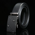 Stud Adjustable Buckle Leather Belt // Black + Gunmetal