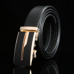 Dived Adjustable Buckle Leather Belt // Black + Gold