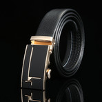 Square Stud Adjustable Buckle Leather Belt // Black + Gold