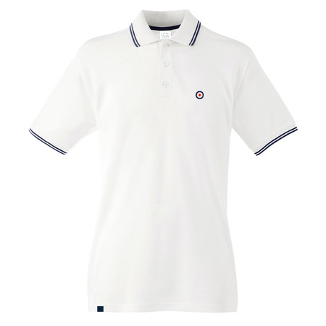 Target Tipped Polo Shirt // White + Navy (S)