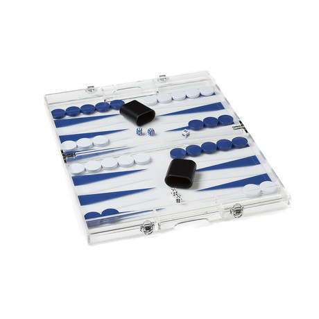 Lucite Backgammon // Dark Blue + White
