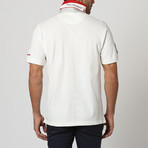 Button-Up Collar Polo Shirt // White + Red (XL)