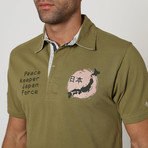 Button-Up Collar Polo Shirt // Olive Green (S)