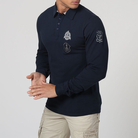 Long Sleeve Polo Shirt // Navy (S)