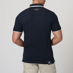 Button-Up Collar Polo Shirt // Navy + White (M)