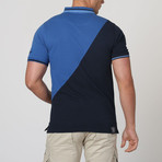 Color Block Polo Shirt // Navy + Avio (L)