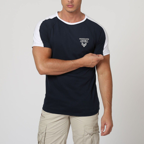 Crew Neck T-Shirt // Navy + White (S)