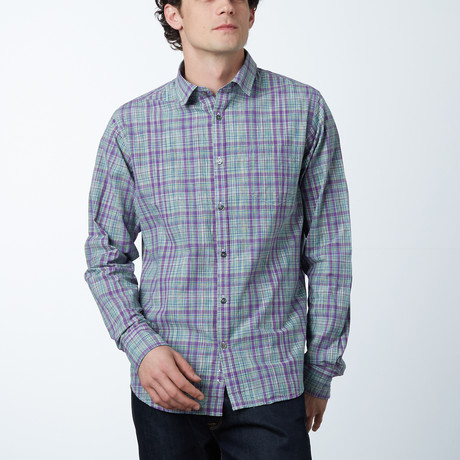Window Plaid Button-Up Shirt // Purple Check (S)