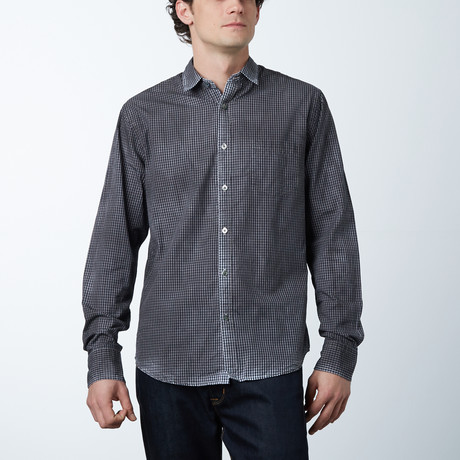 Overdyed Button-Up Shirt // Black + White Check (S)