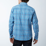 Grid Plaid Button-Up Shirt // Blue + Navy Check (S)