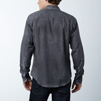Overdyed Button-Up Shirt // Black + White Check (M)