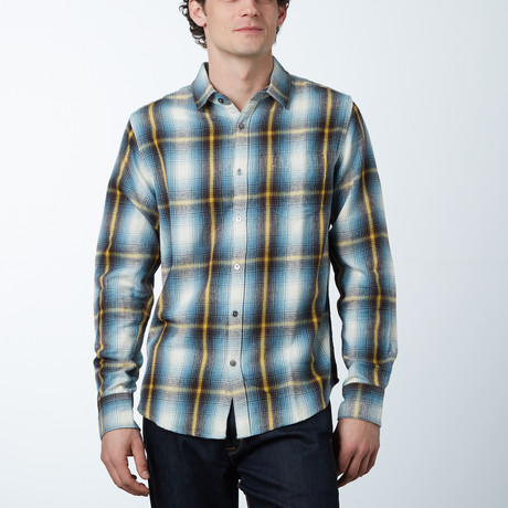 Long-Sleeve Yarn-Dyed Shirt // Yellow + Brown Check (S)