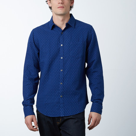 Long-Sleeve Dobby Shirt // Navy (S)